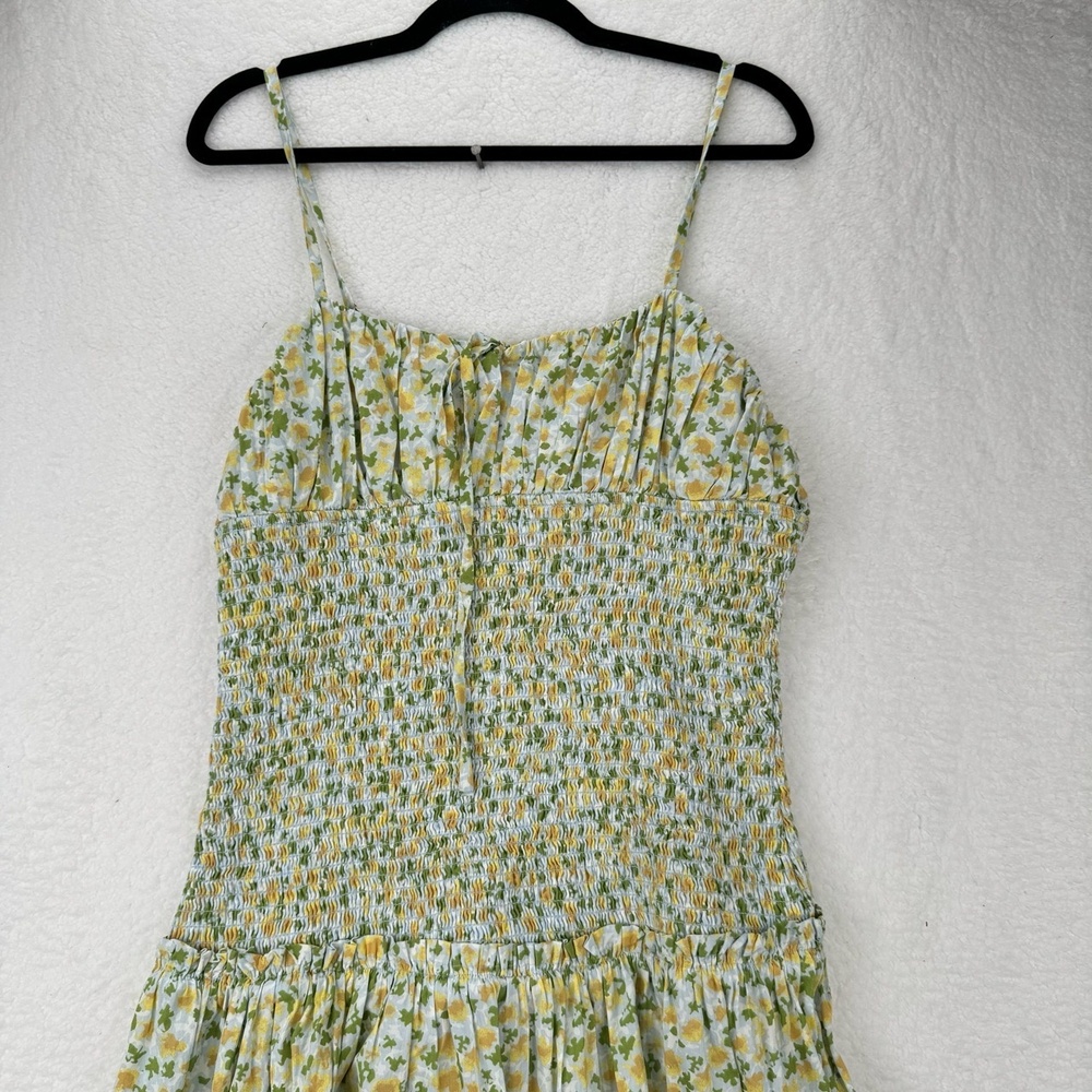 NWT Free People Lavender Daze Dress Greyed Olive Floral Smocked Large - Picture 4 of 14